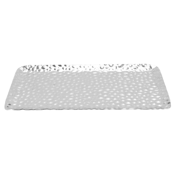 Serveringsbricka i rostfritt stål Elegant luktfri fat för vardagsrum sovrum kök badrum 19,5x9,5 cm Silver