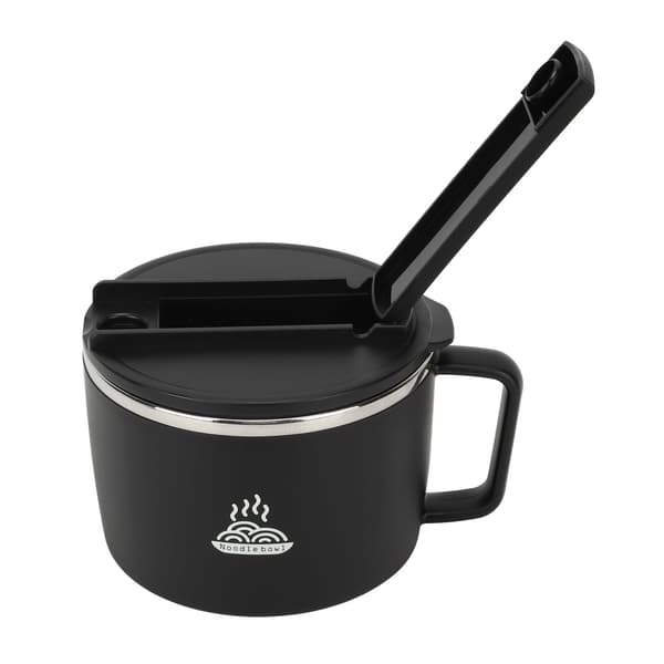 Bærbar Nudelskål i Rustfrit Stål 1200ml med Låg, Spisepinde og Spork