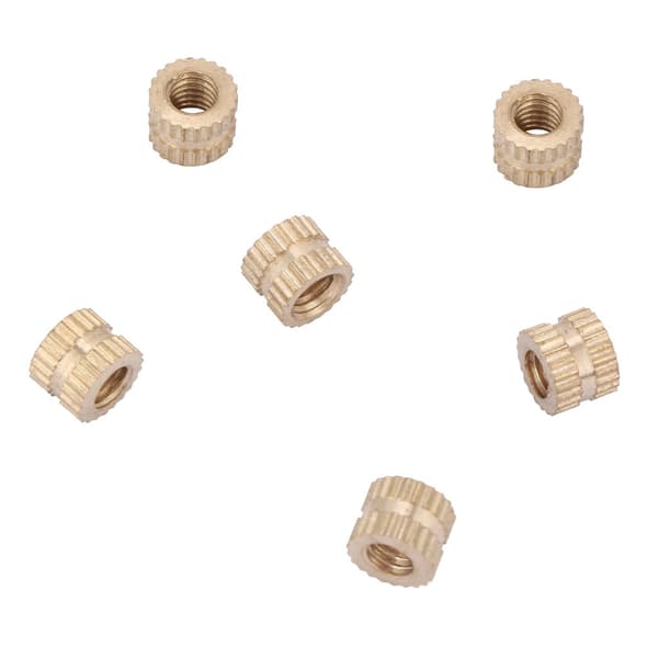 Messinkiset pyälletyt pyöreät inserttimutterit M4 (6mm x 6.3mm), 30 kappaleen sarja