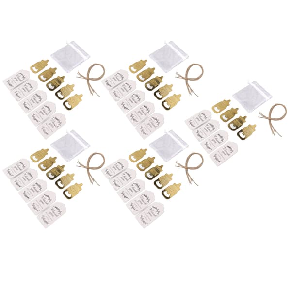 24 söta nappformade flasköppnare i zinklegering, guld, presentförpackning för babyshower