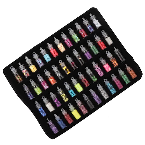 48 flaskor Flash Paljettpulver Dekoration DIY Smycken Epoxiform Verktyg