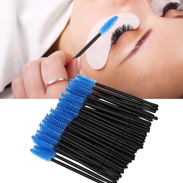 100 st engångs ögonfransborste Mascara Wands Applikator Sminkborstset Blå
