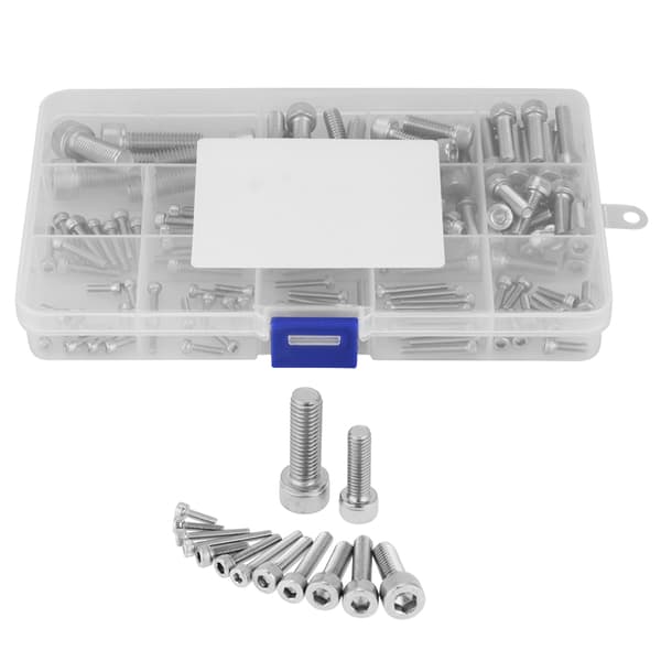 Sekskantskruer i rustfrit stål 304 sortiment 135 stk. M2.5 M3 M4 M5 M6 M8