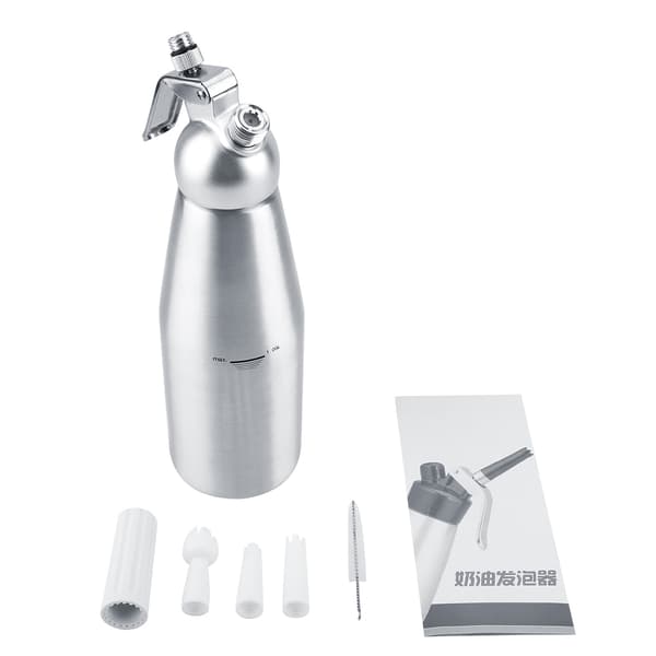 1000 ml Bærbar Flødeskumsdispenser i Aluminium, Flødeskummer til Dessert- og Kaffetopping