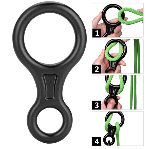 35KN Otte-tals Reb Nedfirer Abseil Ring Bjergbestigning Redningsudstyr Sort