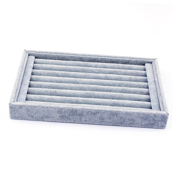 Grå fløjl ring display bakke 23x15cm smykkeopbevaring arrangør til ørestikker 1PC
