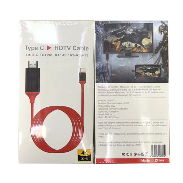 USB-C til HDMI-kabeladapter 2m TPE OFC til telefon PC TV 4K 30Hz Plug Play