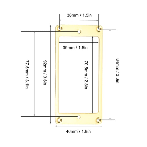 2 st aluminium gitarr pickup surround ram 92x46mm guld med skruvar för elgitarr