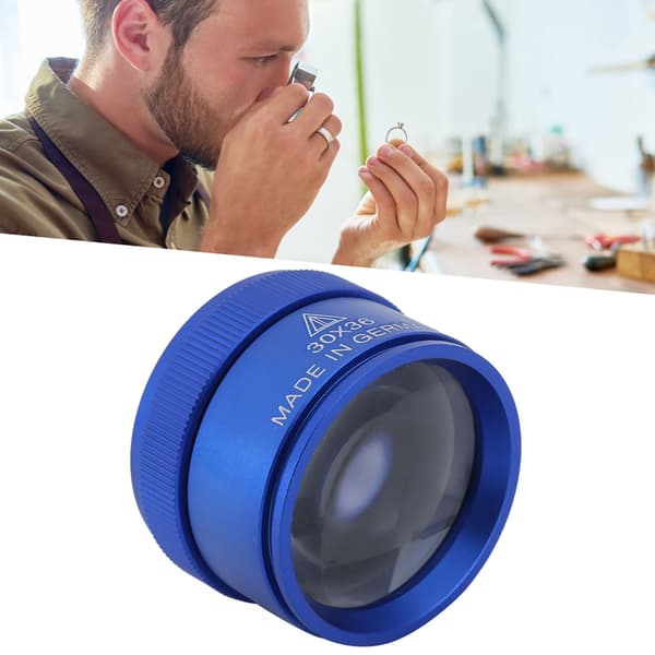 30X förstoringsglas handhållet bärbart lupp för smycken och myntidentifiering blå