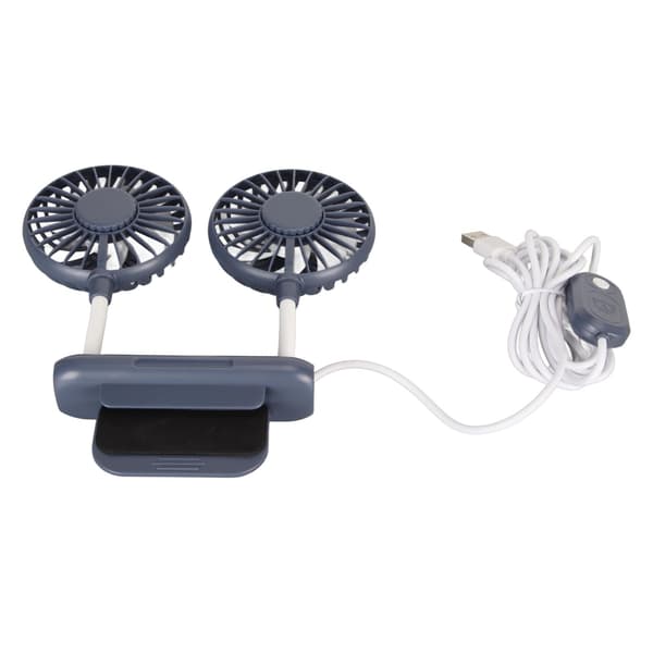 Blå Dobbelt Hoved Lydløs Kompakt Clip-On Skærmventilator Computer Ventilator 3 Hastigheder 6.6ft USB-kabel til Hjemmekontor