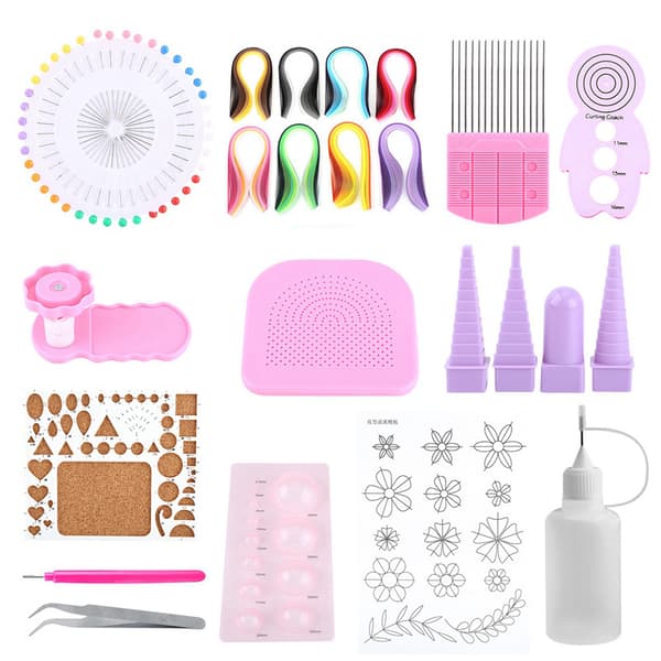 1 set DIY Quilling Paper Craft Rolling Kit Slotted Tools Strips Pincett för dekoration