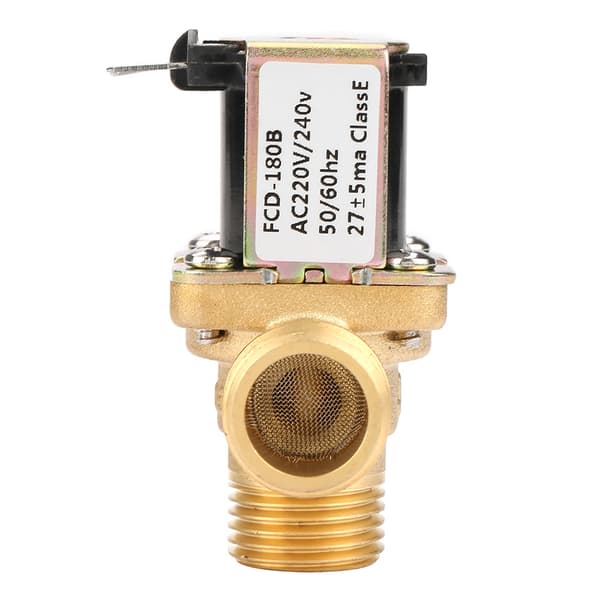 Vatteninlopps magnetventil, mässing, AC220V, G1/2, normalt stängd, pilotstyrd