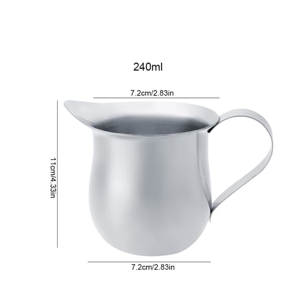 Mælkekande i rustfrit stål til kaffe, fløde og espresso, 240 ml