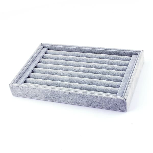 Grå sammet ringdisplaybricka 23x15cm smyckesförvaring för örhängen 1 st