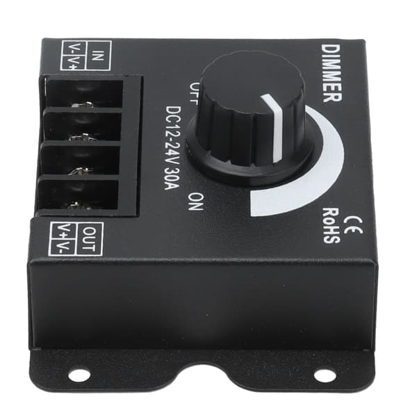 30A PWM LED Dæmpningscontroller Enkeltkanal Justerbar Lysstyrkekontrol DC 12V-24V