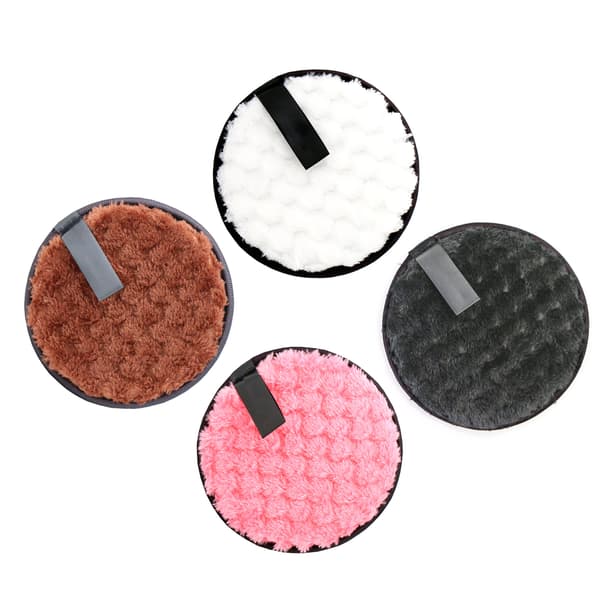 4 stk. Makeupfjernerpuder Runde Dobbeltsidede Genanvendelige Bløde Bærbare Vaskbare Makeup Mikrofiberpuder