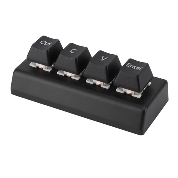 Programmerbar 4-tasters Macropad NKRO Rød Switch Ctrl CV Enter Mini Mekanisk Tastatur til Gaming Kontor Medier Sort