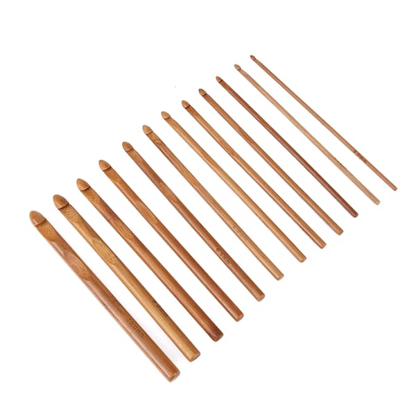12 st/set Förkolnade Bambustickor Virknålar Tröjstickor Garnvävningsverktyg