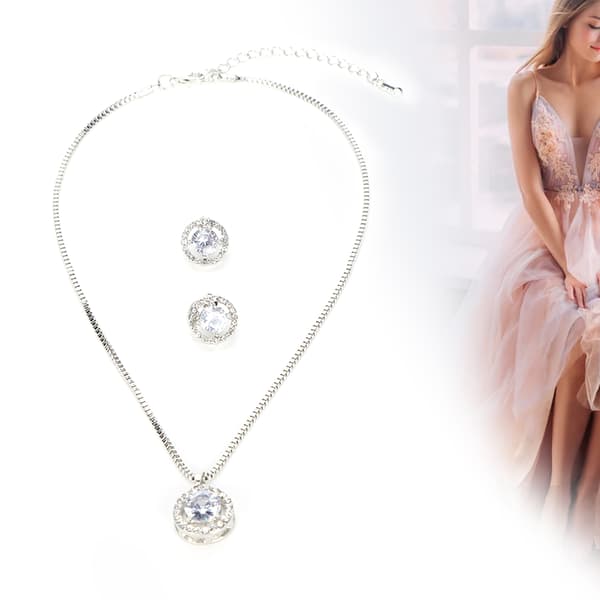 Glittrande Halsband Örhängen Set Elegant Damaccessoar Set Bröllopsfödelsedagspresent