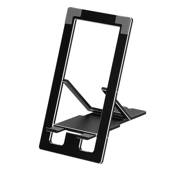 Justerbar skrivebords telefonholder foldbar aluminiumslegering tabletstativ sort til kontor