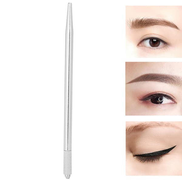 Manuel tatoveringspen Semi-permanent Microblading Pen til øjenbryn, eyeliner, læber tatovering (sølv)