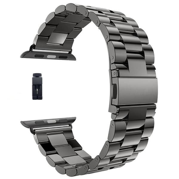Metalarmbånd Letjusterbart Erstatningsrem i Rustfrit Stål til iOS Watch Sort 45mm/1.77in