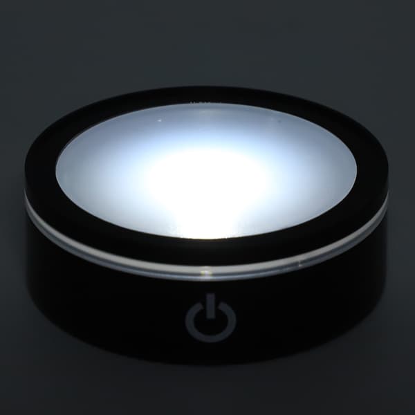 LED Base Krystal Sort Flad Touch Multi Mode Farverigt Hvidt Lys 3D Indgraveret Laser Base