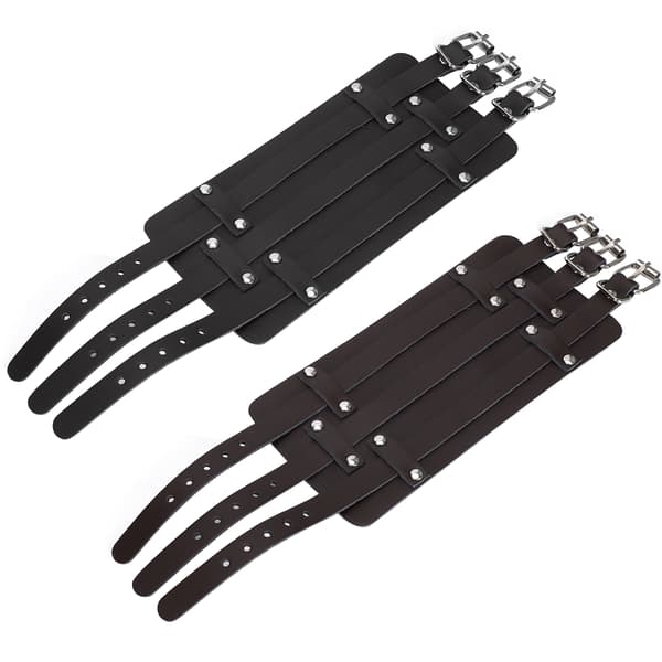 2 stk. bred manchetarmbånd justerbart retro punk kunstlæder håndledsrem sort brun