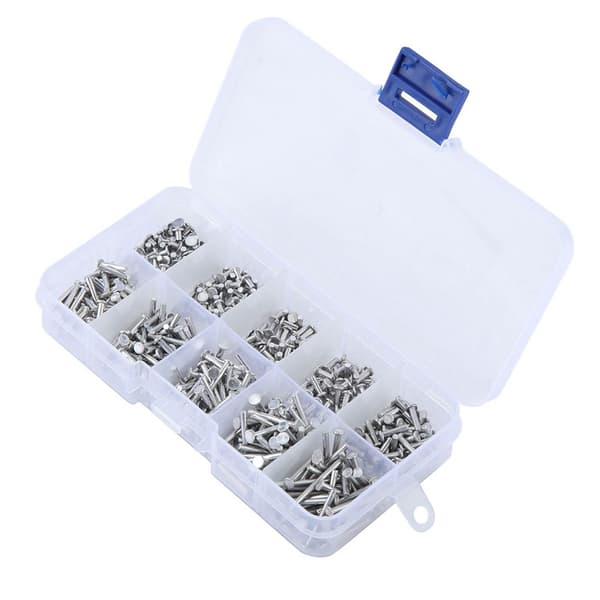 500 stk. M2 massive aluminiumsnitter, fladt hoved, 3-18 mm længdeassortiment