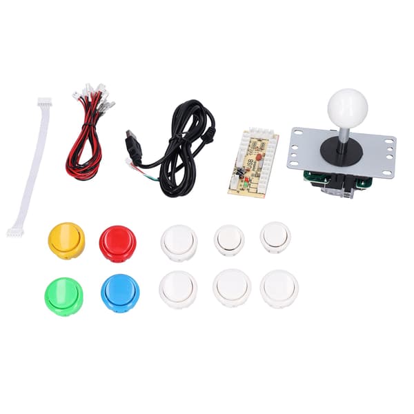 10-knaps arkade-joystick-sæt Nul forsinkelse-encoder DIY-dele til MAME, blandet farve (hvid)