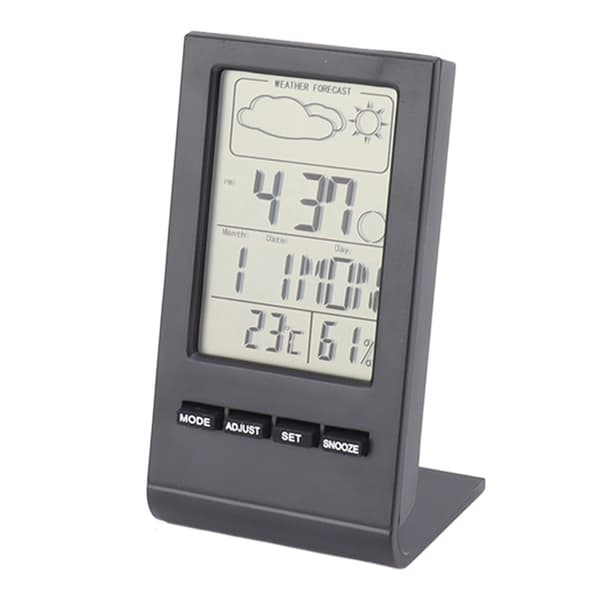 Digital inomhus LCD-hygrometertermometer med alarm - Svart