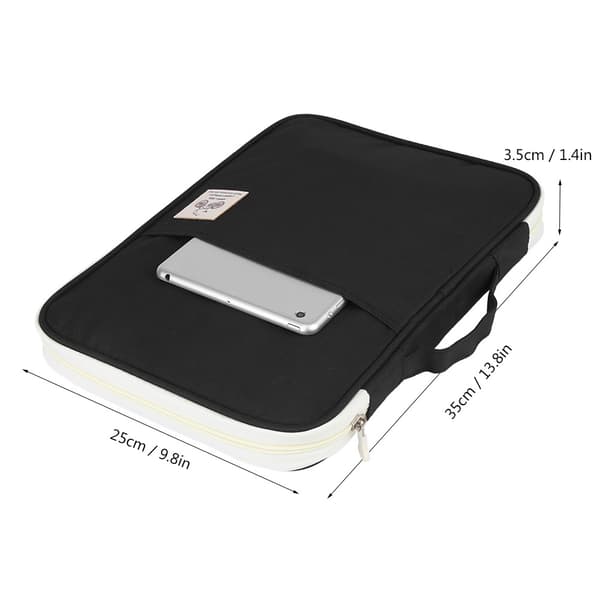 A4 Dokumenttaske Mappe Portfolio Organizer Computer Notebook Lynlåsetui (Sort)
