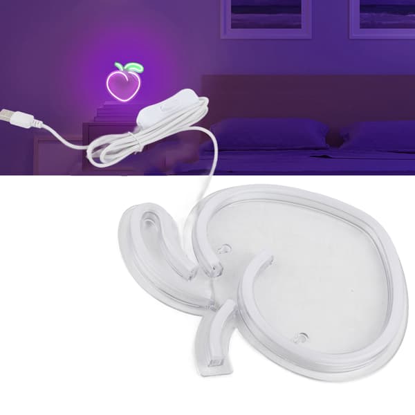 Persikoformad LED-väggneonlampa USB-dekor för sovrum, vardagsrum, fest, kontor