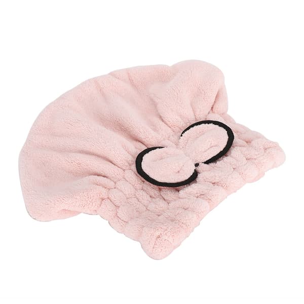 Badehætte Sløjfedekoration Badeværelseshatte Hurtigtørrende Kvinder Piger Dame Badehårshat Pink