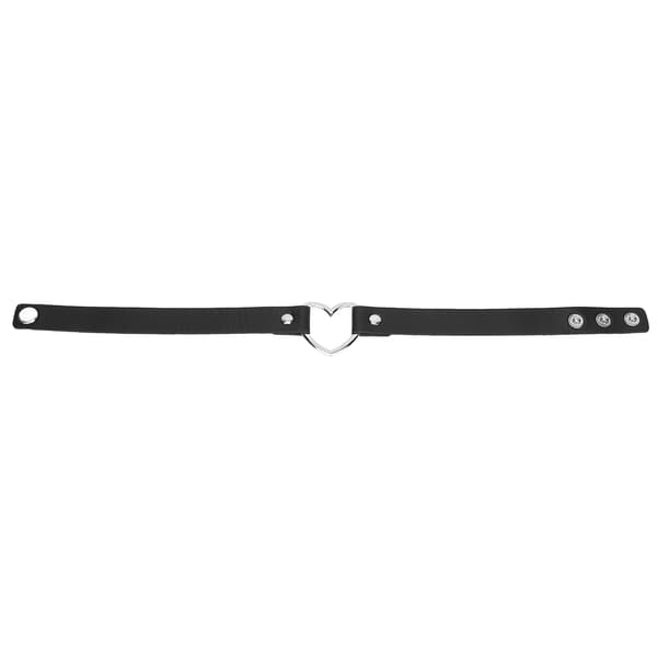 Halsband i PU-läder, justerbart, hjärtformat, smyckestillbehör, svart