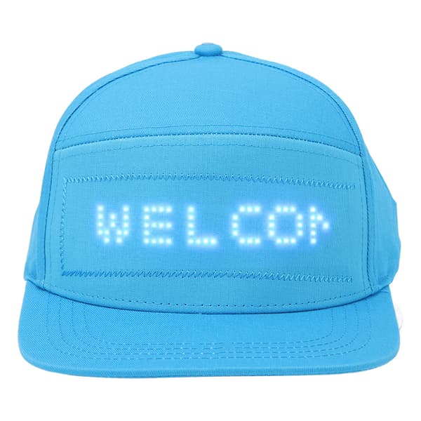 Bluetooth LED-beskedkasket, ensfarvet blå smart hat til fester, app-styret displayhat
