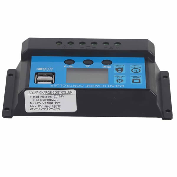20A 12V 24V 2-vägs MOS Solcellsladdningsregulator PWM 3-stegs Batteriregulatorpanel
