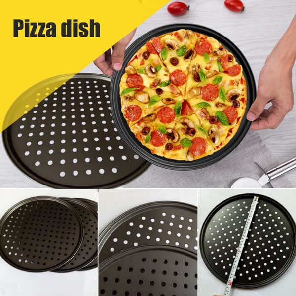 Non-Stick Pizzapande Rund Bageplade Stærk Kulstofstål Ovnplade