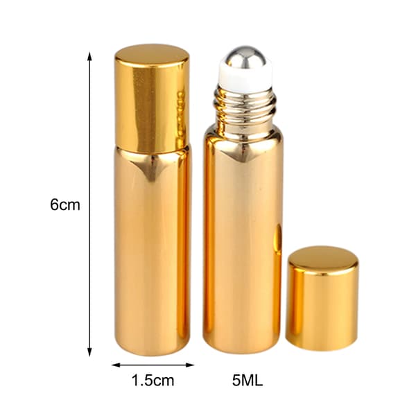 7 st påfyllningsbara parfymflaskor i glas, eterisk olja, rullflaskor, bärbara lätta tomma roll-on-flaskor för resor 5 ml gyllene