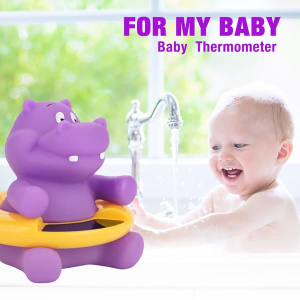 Babybadekar Termometer Temperatur Display Flydende Sød Dyretermometer Lilla Flodhest
