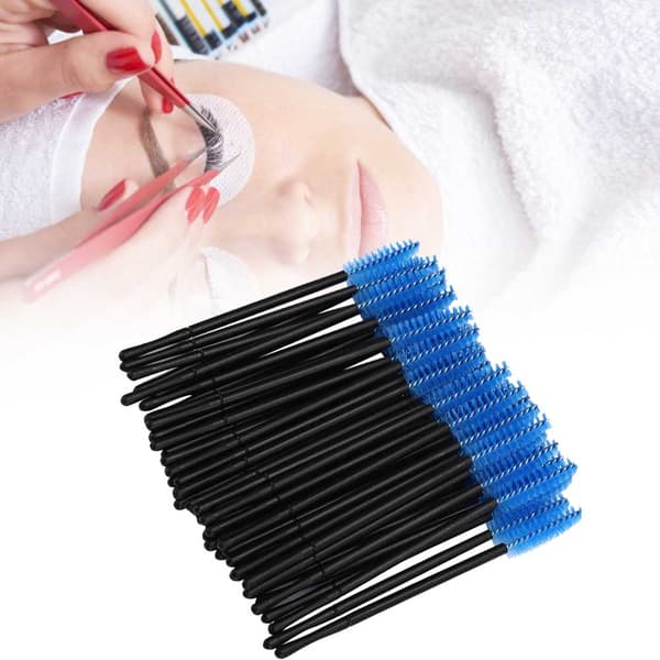 100 st engångs ögonfransborste Mascara Wands Applikator Sminkborstset Blå