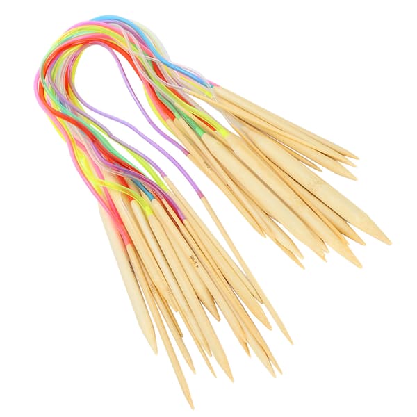 18 st Cirkulär sticka Dubbelspets Bambufärg Flexibel röranslutning Stickverktygssats (60cm)