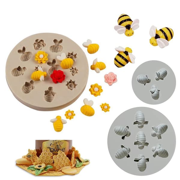 Silikone Bi Honningkage Fondant Form Bikube Kage Bageform til Cupcake Slik Dekoration