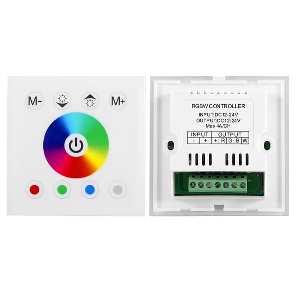 Vægmonteret Farverig RGBW LED Touch Skærm Controller Lysdæmper til Stribelys