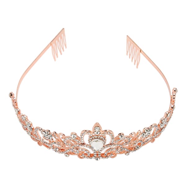 Brudkrona Rhinestone Elegant Glittrande Bröllopsprinsesskrona för Halloween Roséguld