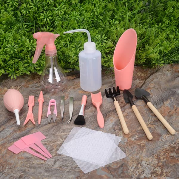 16 st miniträdgårdsredskap set suckulenta växter DIY planteringssats handspade