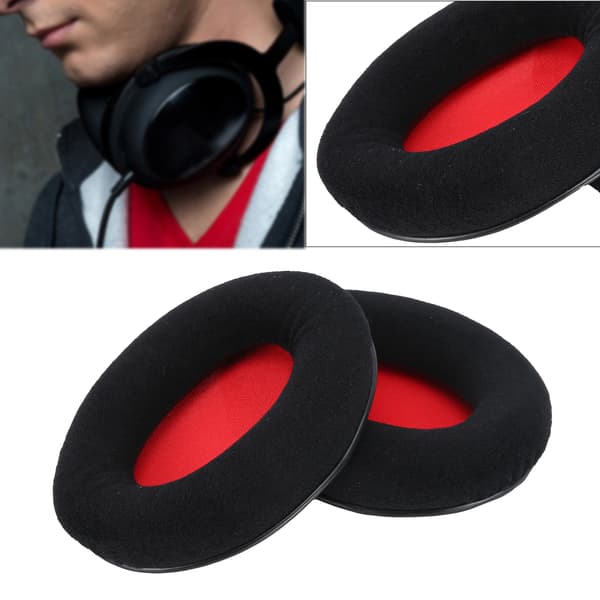2-pack röda öronkuddar för Kingston KHX-HSCP HyperX Cloud II-headset, flanell högelastiska svampkuddar