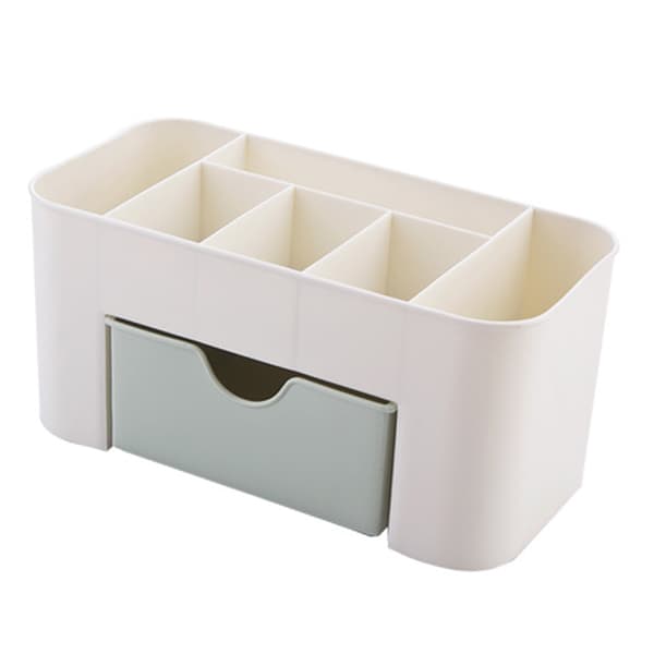 Grøn makeupbord-organizer med 6 rum og skuffe