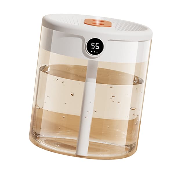 2L Dobbelt Dyse USB Luftfugter med LCD Fugtighedsdisplay, Stor Kapacitet Aroma Diffuser til Hjem Soveværelse Hvid