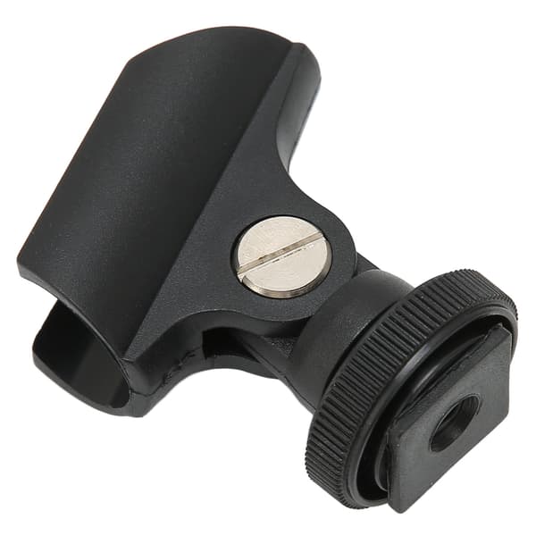 JD-03 ABS Sort Mikrofonklemme 19,5 mm Klips 18 mm Base 50 mm Montering til Interviewmikrofoner på Kameraskostativ, 1 stk.